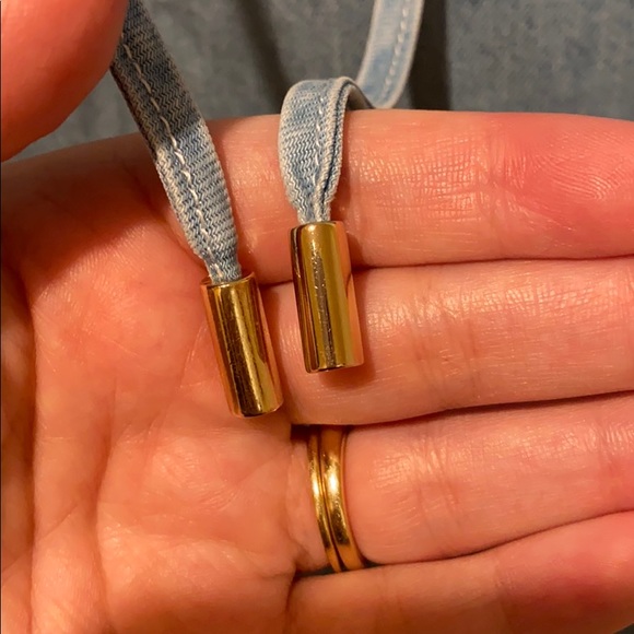 7 For All Mankind Lace Up Chambray denim mini tunic shirt dress light wash M - Picture 5 of 14